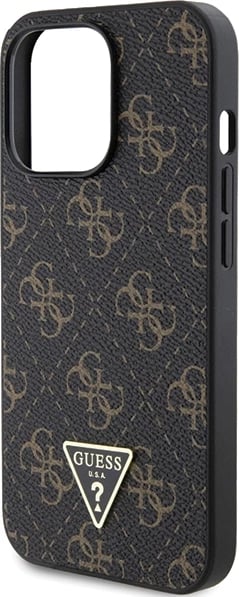 Mbështjellës Guess 4G Triangle Metal Logo për iPhone 14 Pro, i zi