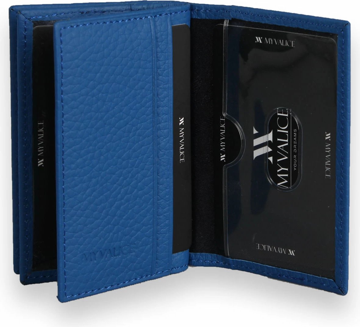 Portofol lëkure Zoozie Bags, ngjyrë sax blue, 4434, 6.5x10x1.5cm