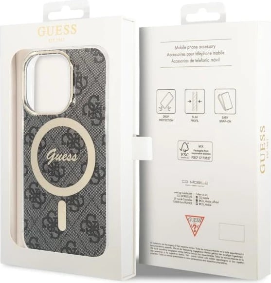 Mbështjellës Guess 4G MagSafe për iPhone 14 Pro, i zi Mbështjellës Guess 4G MagSafe për iPhone 14 Pro, i zi