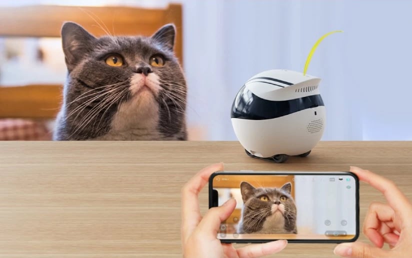 Robot për kafshë Enabot EBO Air, kamerë 1080p, ndjekje KI, LiDAR, kontroll me app, bardhë