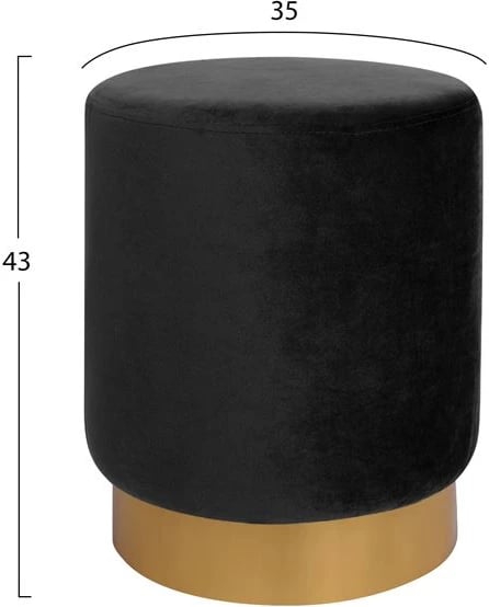 Karrige për bar Levy FH8408.04, kadife e zezë me bazë të artë, D35x43 cm