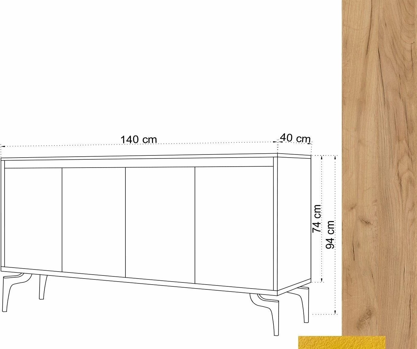 Konsol Skye Decor, ngjyrë lis dhe e verdhë, UTAH