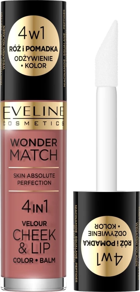 Buzëkuq dhe blush krem për femra Eveline Cosmetics Wonder Match Velour Cheek & Lip Blush and Lipstick 05, 4.5ml