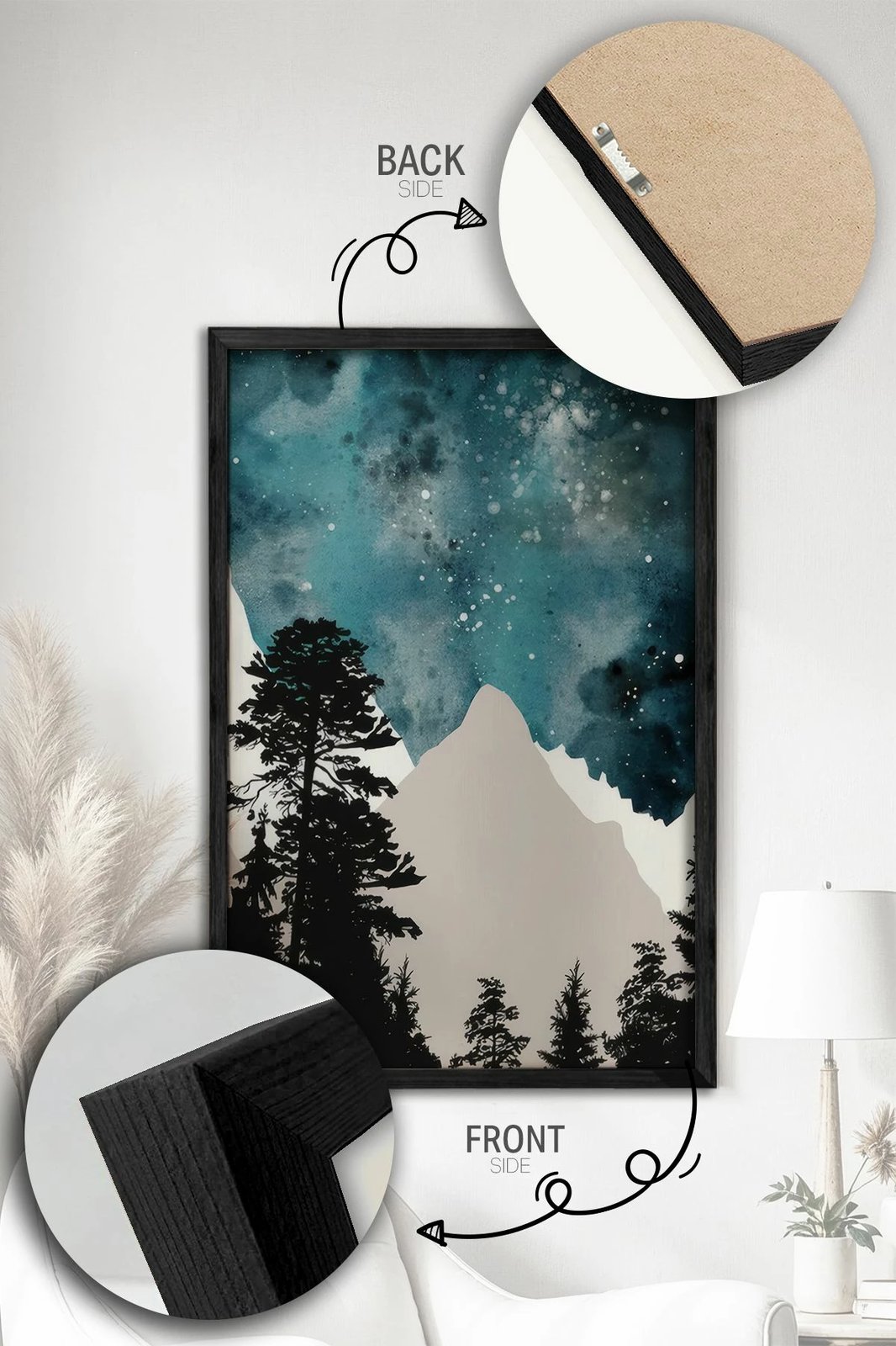 Pikturë dekorative me kornizë (2 copë), Wallity, Ersy2Lımodel18-Sıyah