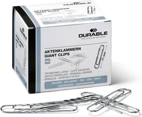 Kapëse metalike Durable 77mm, zink, 100 copë