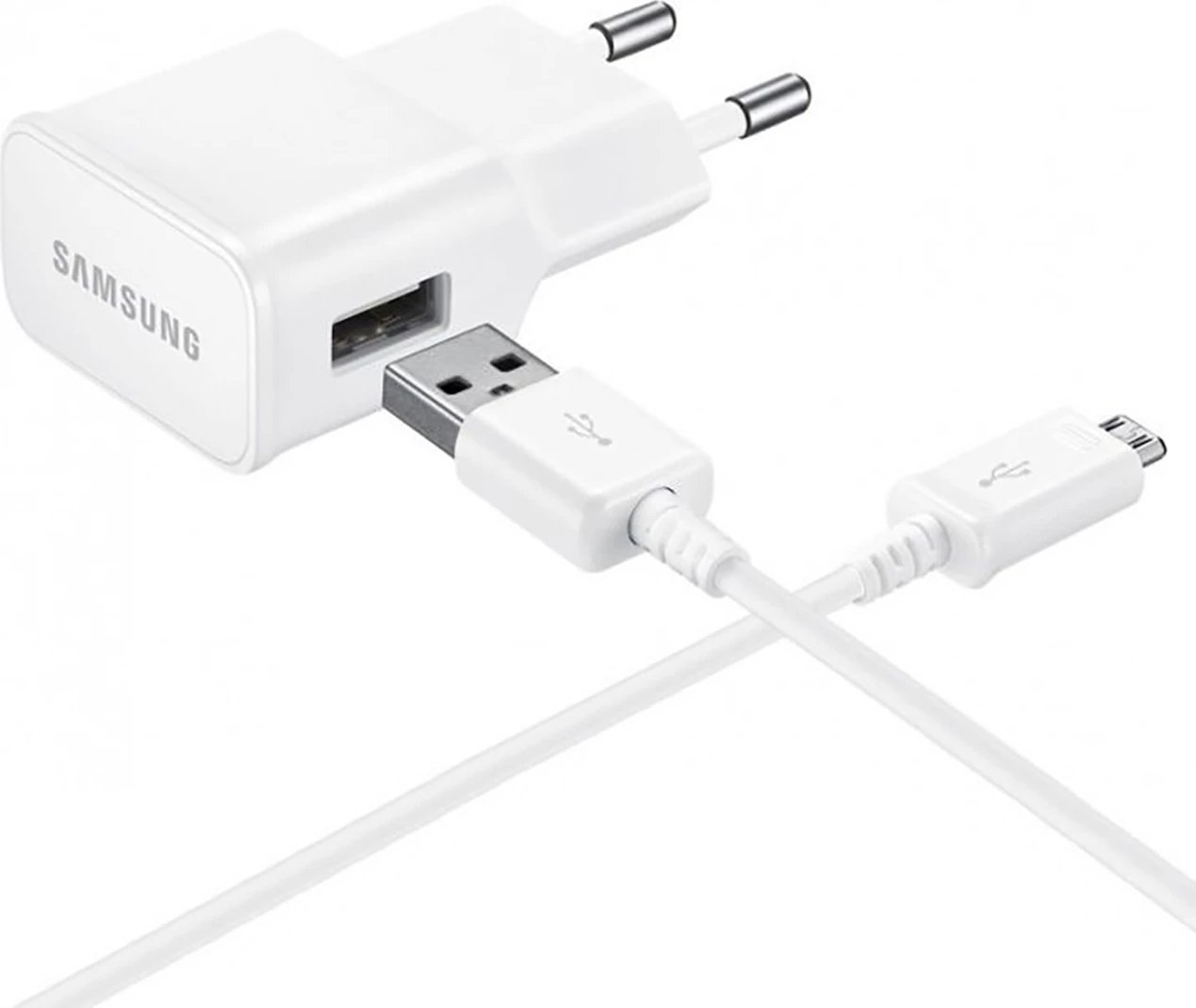 Karikues muri Samsung EP-TA50EWE me kabllo MicroUSB ECB-DU4AWE, 8W, Bardhë