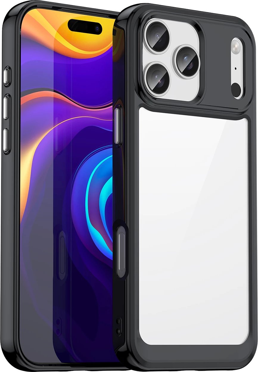 Mbështjellës Hurtel Outer Space për iPhone 17 Pro, MagSafe, i tejdukshëm me korniza të zeza