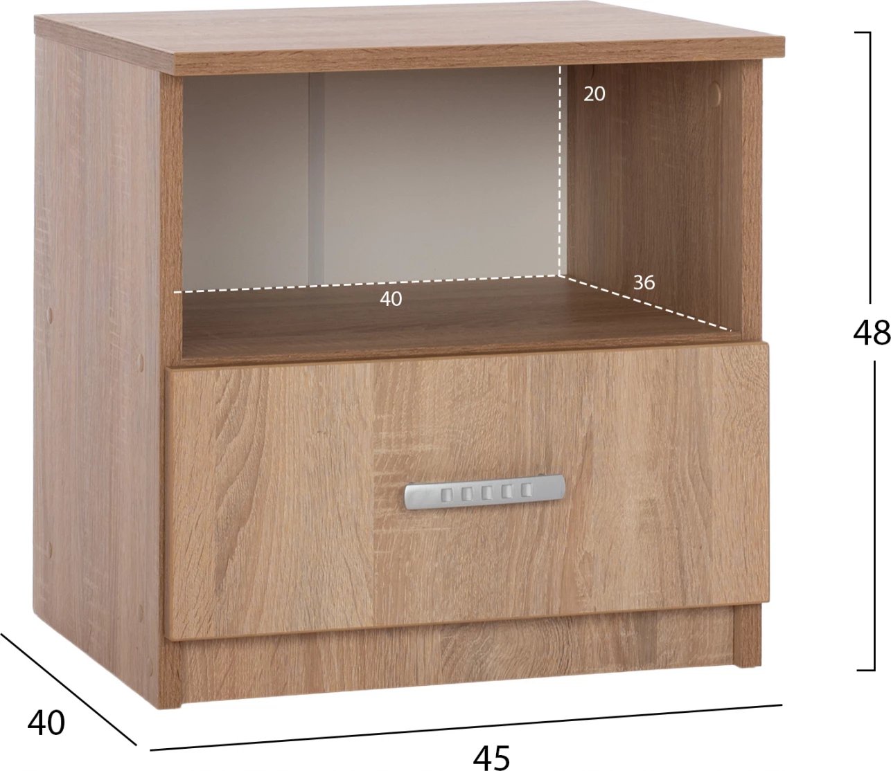 Komodinë nate me sirtar, ngjyrë sonama, FH2431.01, 45x40x48 cm