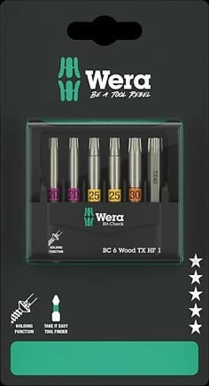 Set bitash Wera Bit-Check 6 Wood TORX HF 1 SB, 6 copë, e zezë/metalike