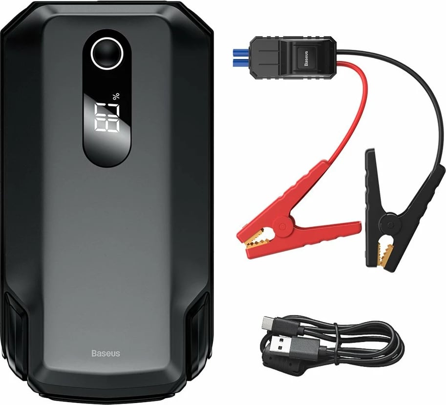 Jump starter Baseus CGNL020001, powerbank 20000mAh, 12V, 2000A, me kabllo krokodili, e zezë