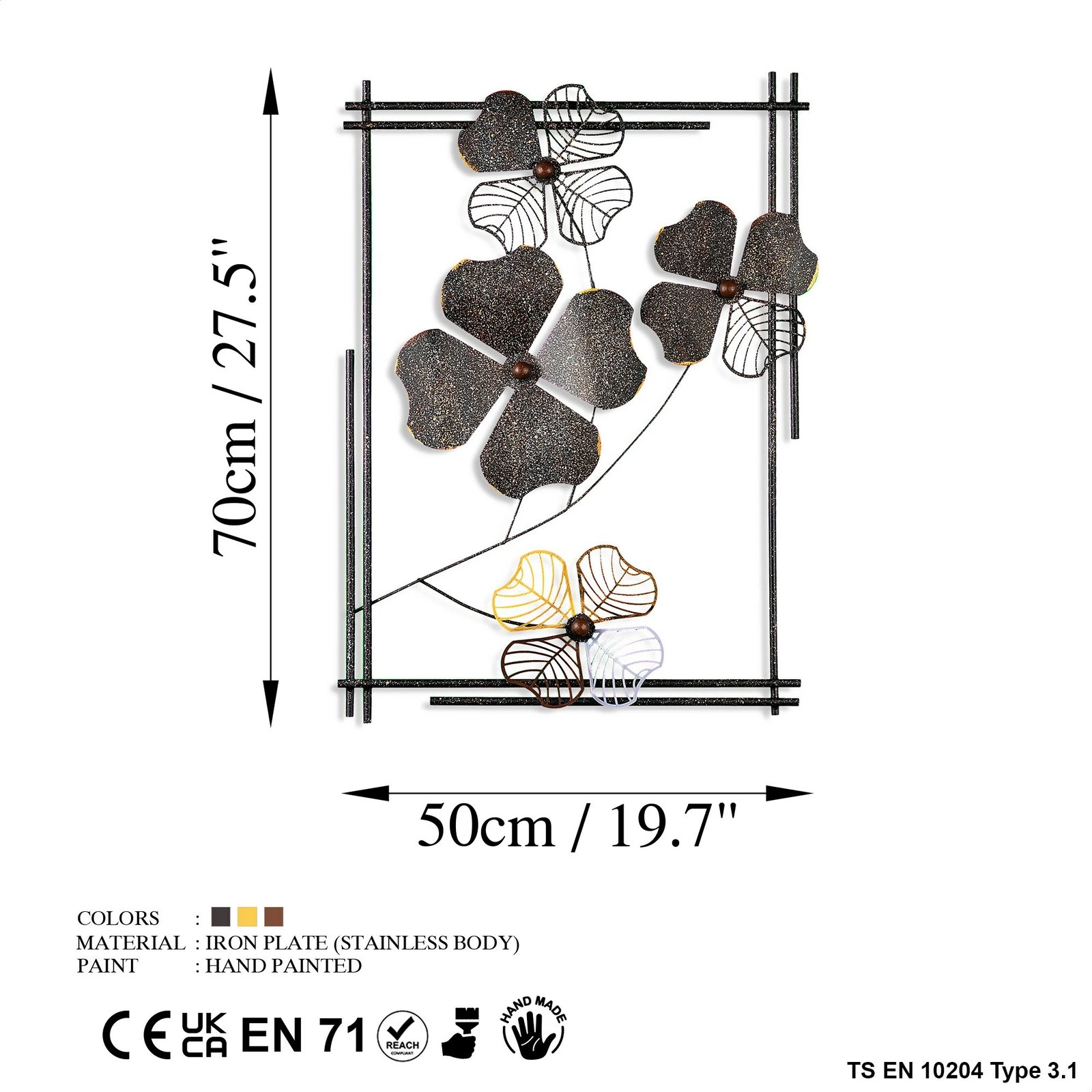 Aksesor dekorativ metalik për mur Wallity, Shannan 2