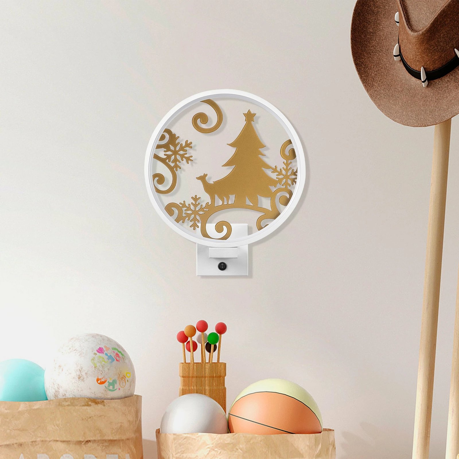 Llambë muri dekorative Opviq, XMAS27, e bardhë dhe ari