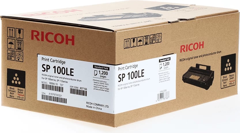 Toner, Ricoh SP 100LE 407166, kapacitet 1200 faqe, i zi