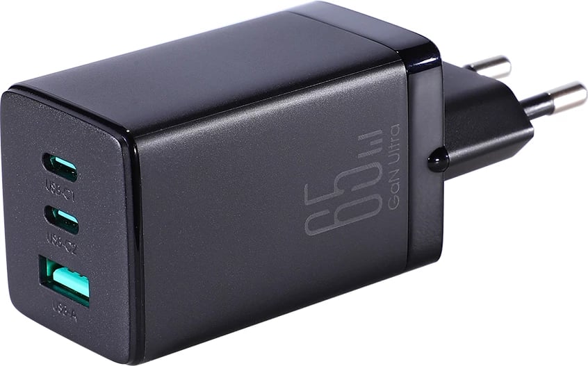 Karikues i shpejtë GaN Joyroom TCG01, 65W, 2x USB-C & 1x USB-A, me kabllo USB-C në USB-C 100W, i zi