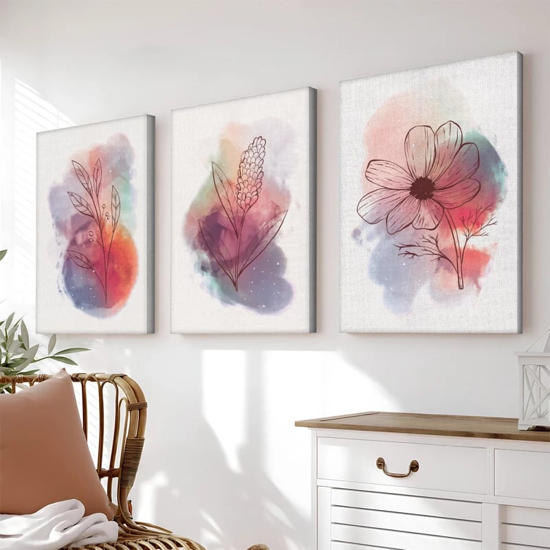 Set tablo me kornizë, Nerve, print digjital, shumëngjyrëshe, 50x2x70cm