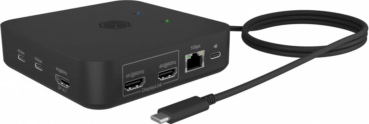 Kasë IcyBox IB-DK4090-C, 12 porte, USB Type-C, 3x HDMI, LAN, USB, Power Delivery deri 100W, e zezë