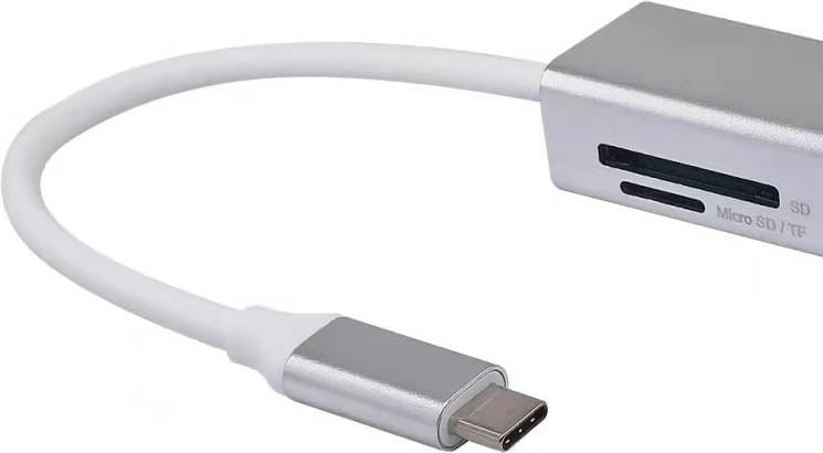 USB hub Equip 4 porte USB 3.0, Type-C, 5000 Mbit/s, alumini, argjendtë