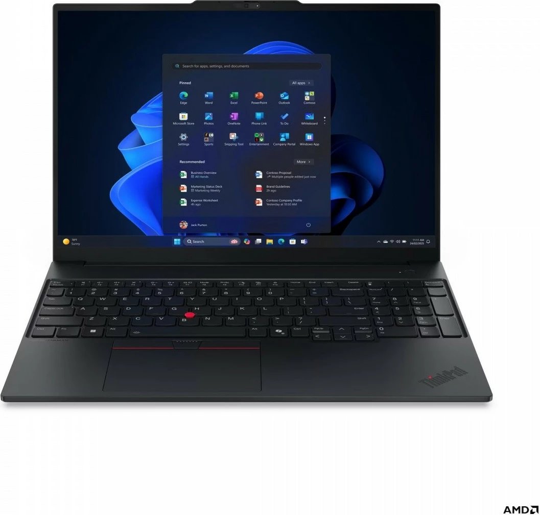 Laptop Lenovo ThinkPad E16 Gen 3, 16", AMD Ryzen 7 250, 16 GB RAM, 512 GB SSD, Windows 11 Pro, Zi