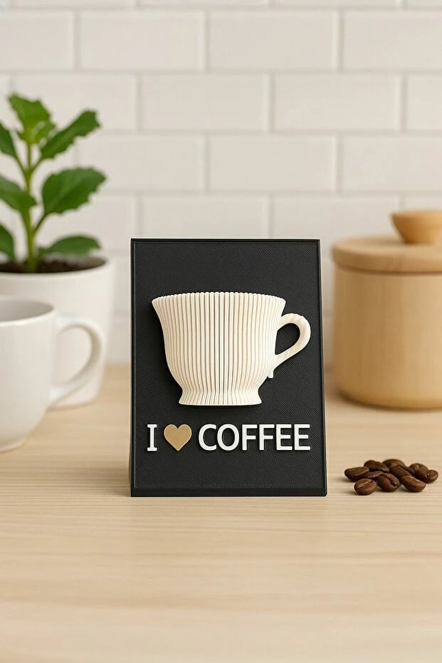 Objekt dekorativ Evila Originals, Coffee Corner, ngjyrë e zezë dhe e bardhë