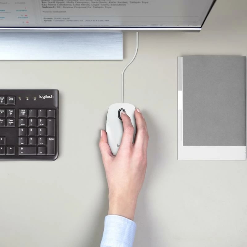 Maus, Logitech M100 (910-006764), USB me kabllo, e bardhë