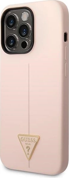 Mbështjellës Guess GUHCP14LSLTGP për iPhone 14 Pro 6.1", silikon, rozë
