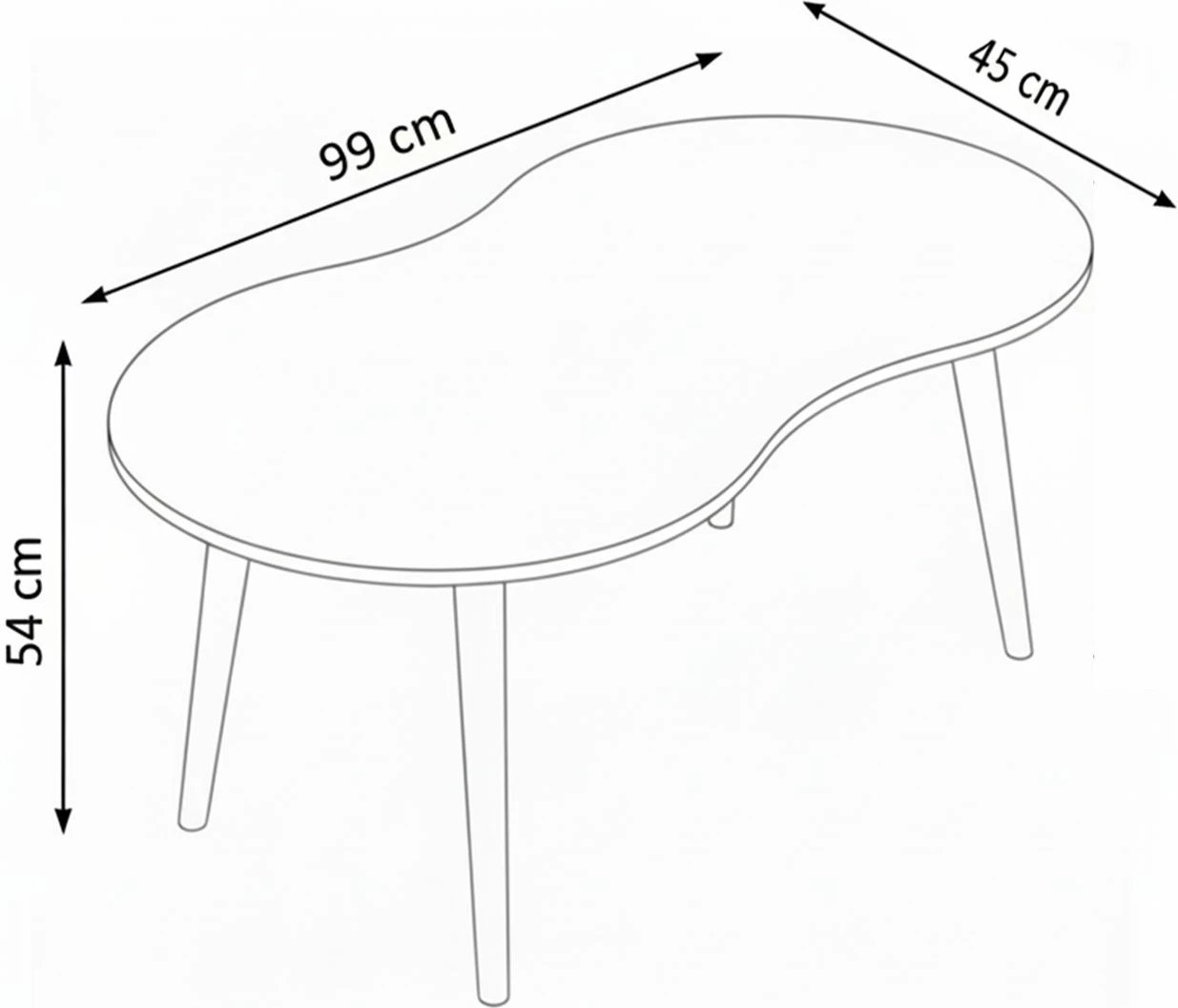 Tavolinë kafeje Skye Decor, formë hëne, ngjyrë arre