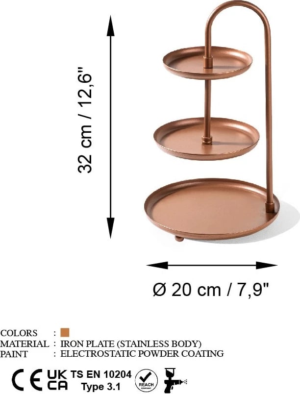 Aksesor dekorativ metalik, bakër, Evila Originals, Kalkı-A, 20x32cm