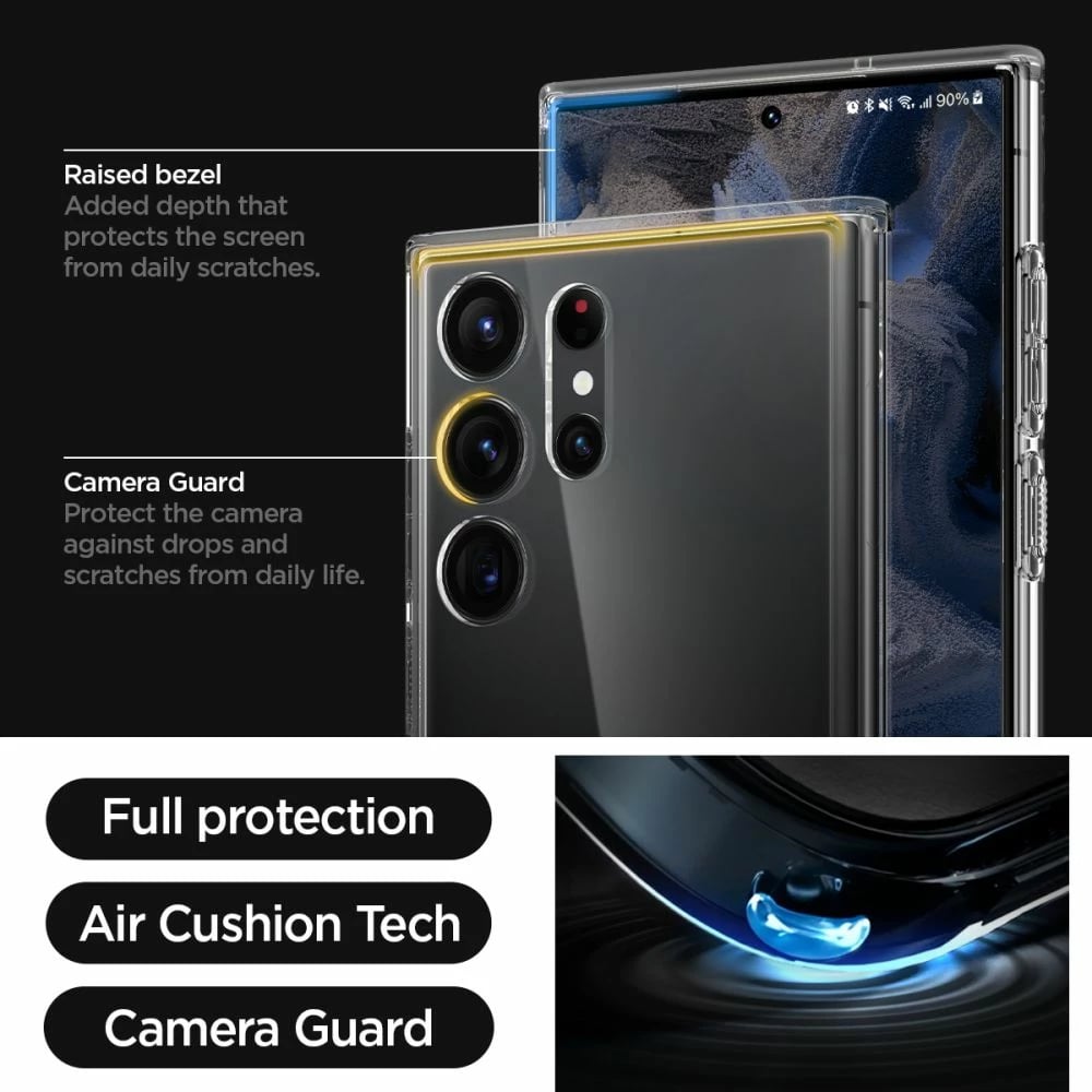 Mbështjellës Spigen Ultra Hybrid për Samsung Galaxy S23 Ultra, Transparent