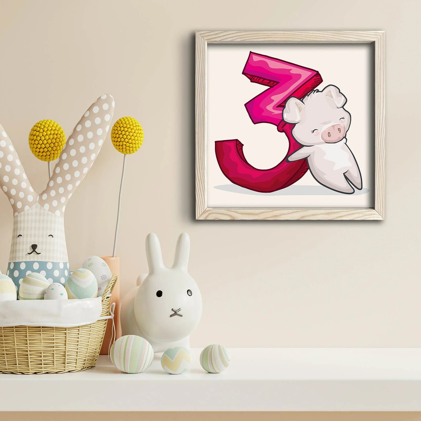 Pikturë dekorative me kornizë, MDF, Wallity, rozë dhe e bardhë, 33x33cm