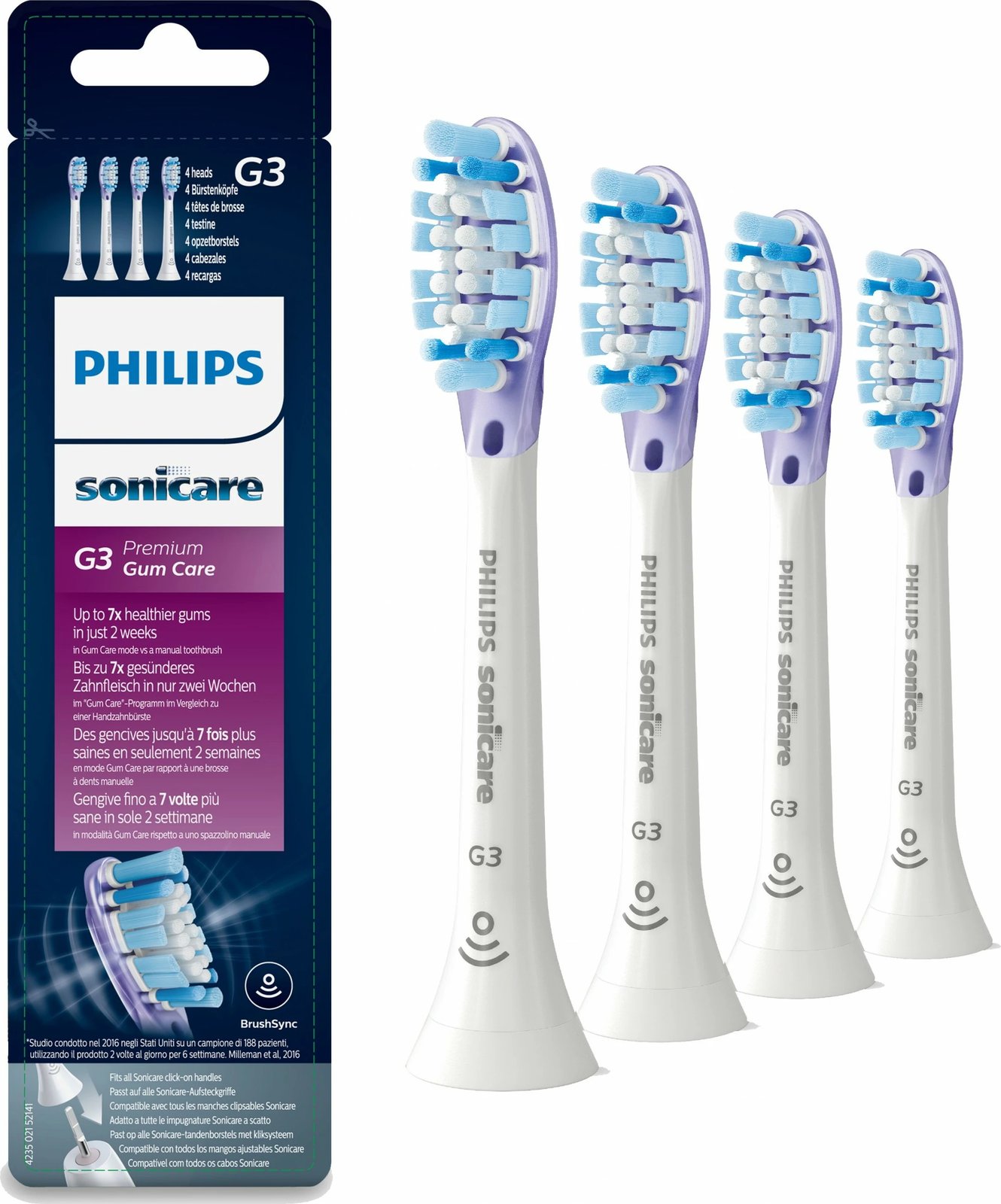 Kokë furçe Philips Sonicare Premum G3, 4 copë, e bardhë