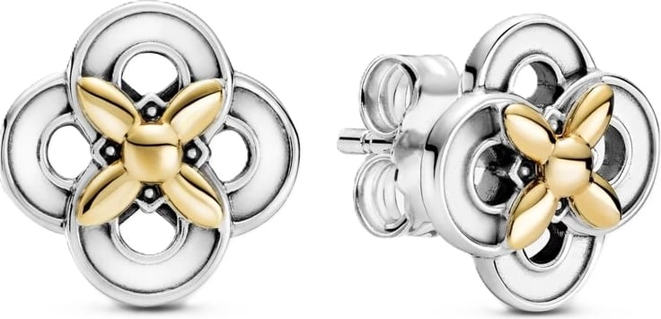 Vathë PANDORA TWO-TONE FLOWER për femra, argjend dhe ar
