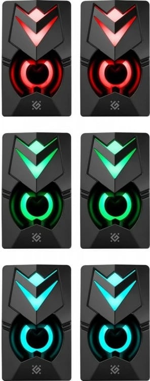 Altoparlantë 2.0 Defender J4 6W USB + AUX me LED, të zeza