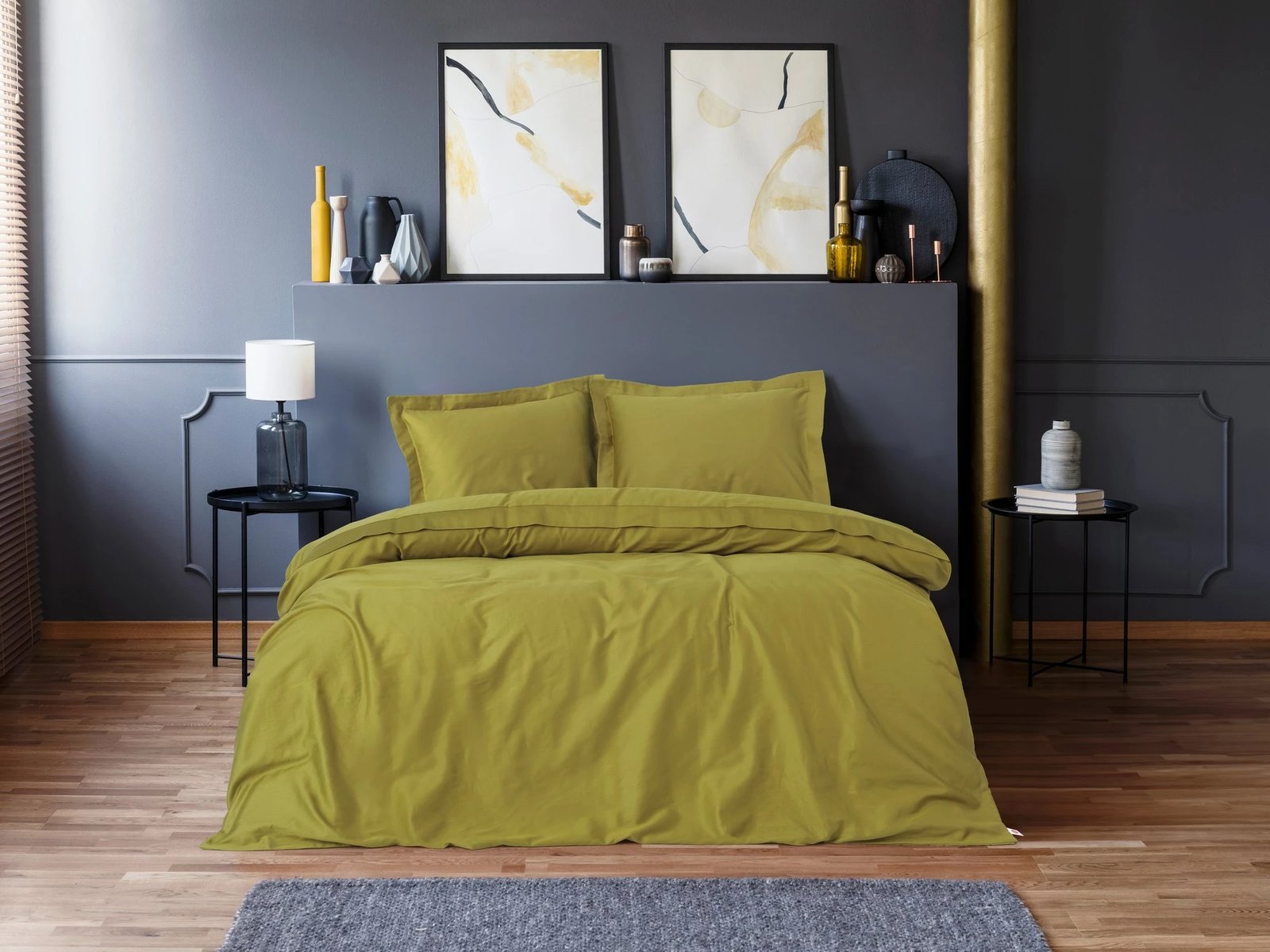 Set mbulesë për jorgan King Satin, ngjyrë e gjelbër, L'essentiel, Elegant