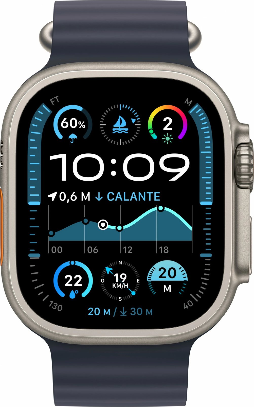 Smartwatch Apple Watch Ultra 2 GPS + Cellular 49mm, 64 GB, Titanium, Ngjyrë Detare