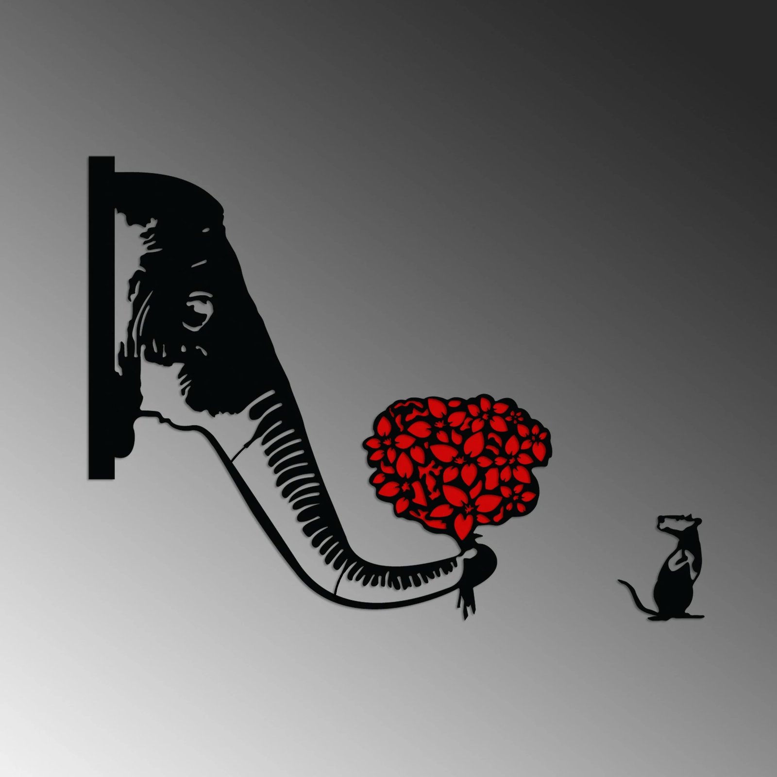 Aksesor dekorativ metalik për mur, Wallity Banksy Metal 04, zi dhe e kuqe, 72x72cm