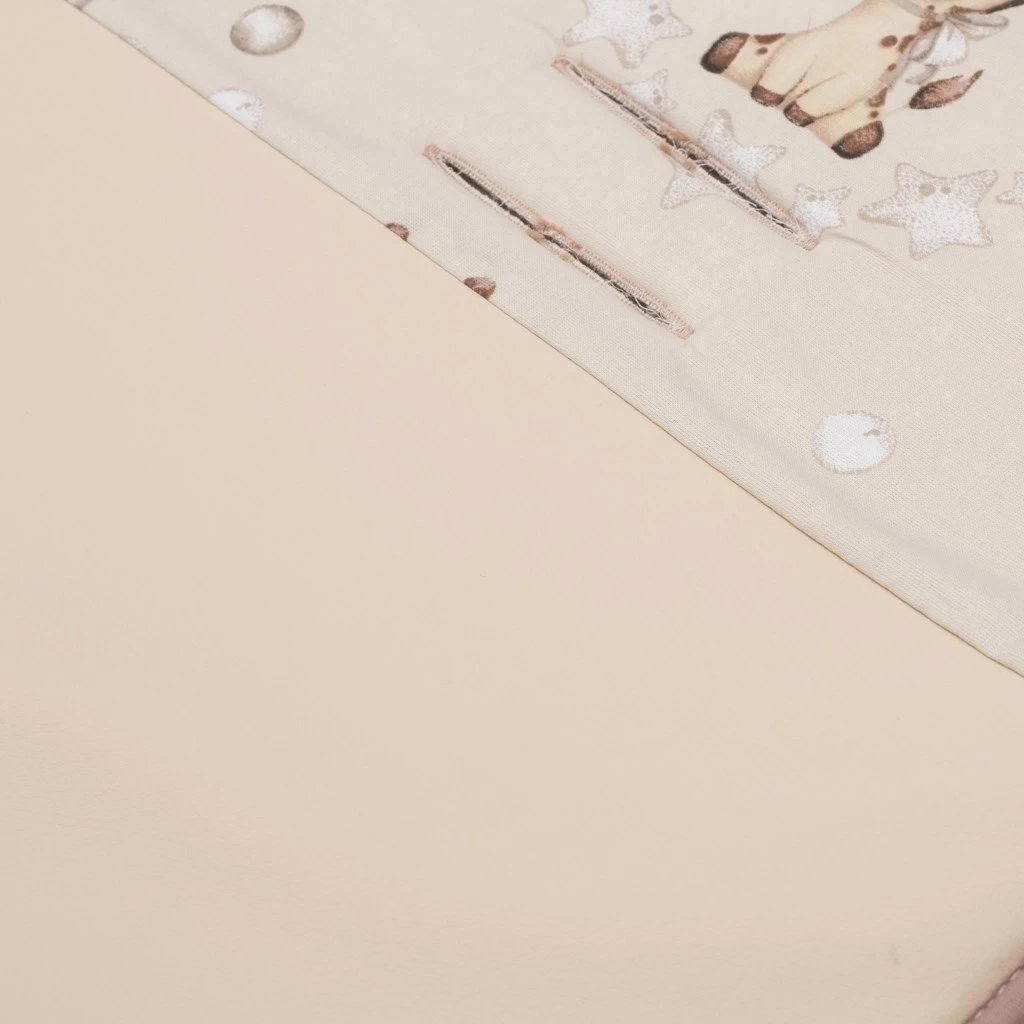 Dyshek karroce Baby Mix Giraffe, universale 78x38 cm, i dyanshëm muslin/koton me mbrojtje eco-lëkurë, multingjyrësh