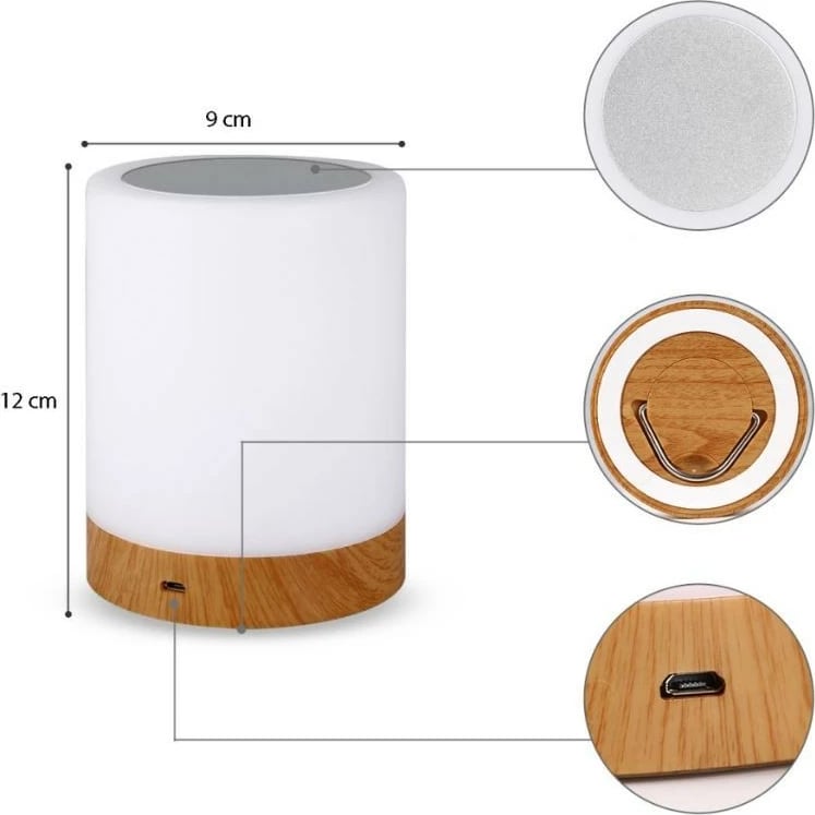 Llambë nate Techly I-LED TOUCH, LED, 12 cm, e bardhë, shumëngjyrëshe, USB Llambë nate Techly I-LED TOUCH, LED, 12 cm, e bardhë, shumëngjyrëshe, USB