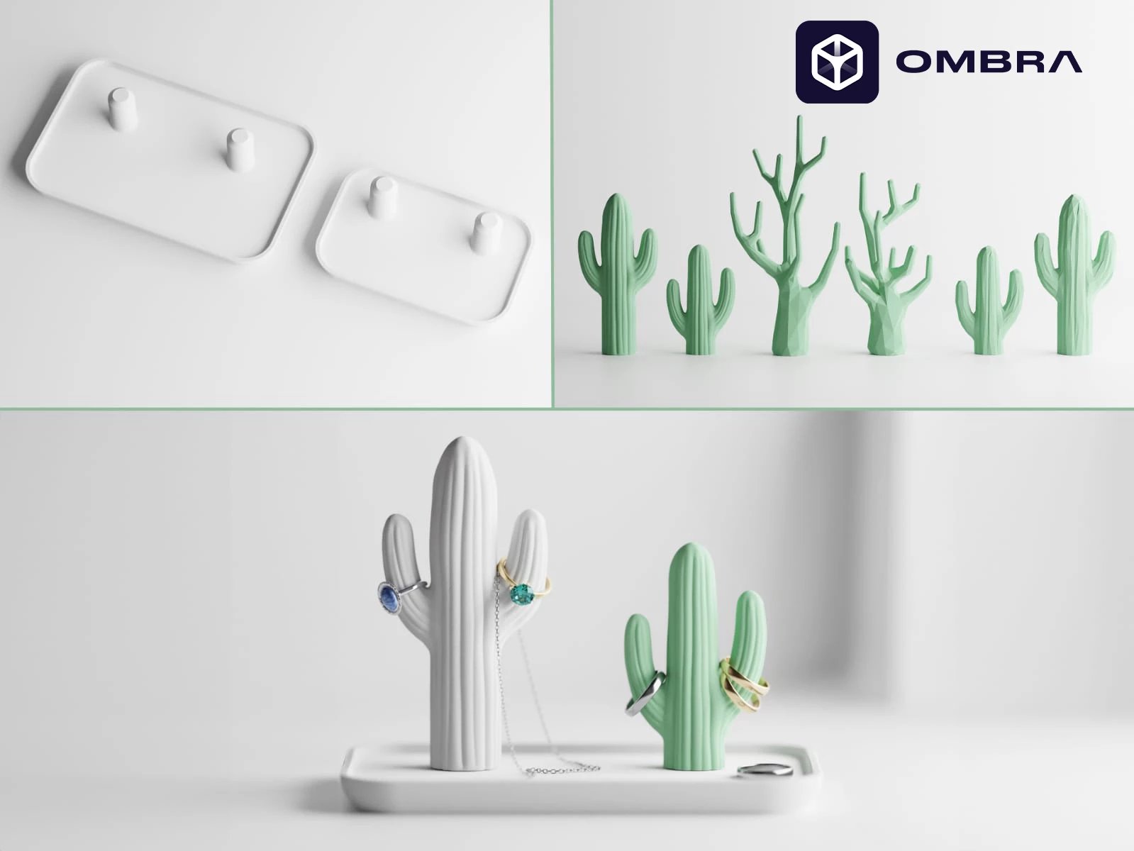 Mbajtse dekorative për unaza (Cactus Jewelry Holder): e gjelbert