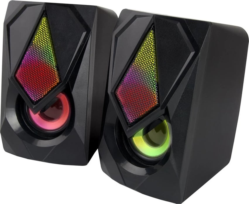 Altoparlantë kompjuteri Esperanza EGS102, 2.0, LED Rainbow, 5W, i zi