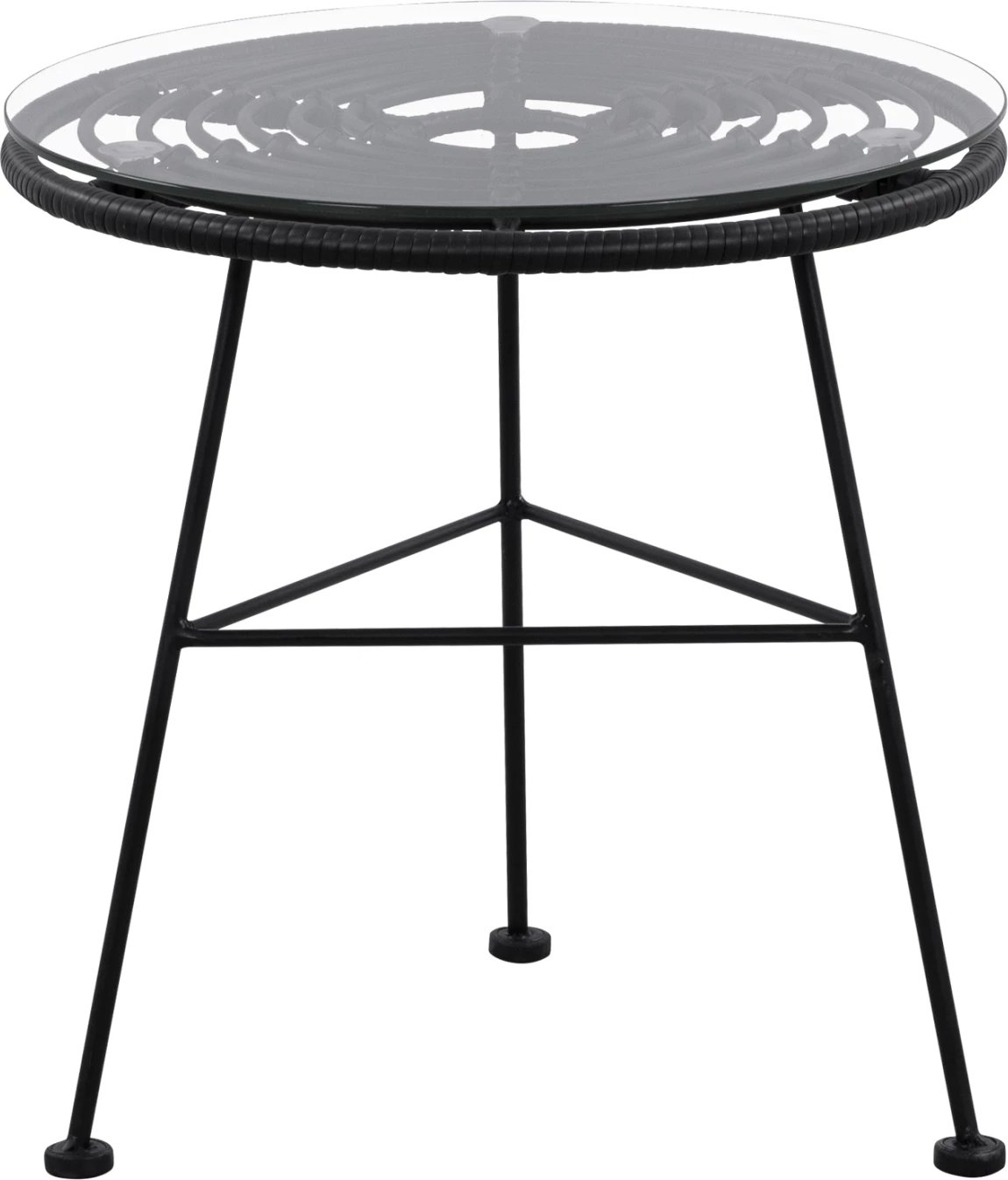 Tavolinë metalike Allegra me thurje, ngjyrë e zezë dhe xham, FH5459.02, 45x46cm