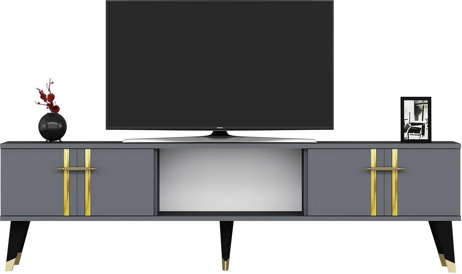Komodë TV Skye Decor, anthracite, gold, Asel