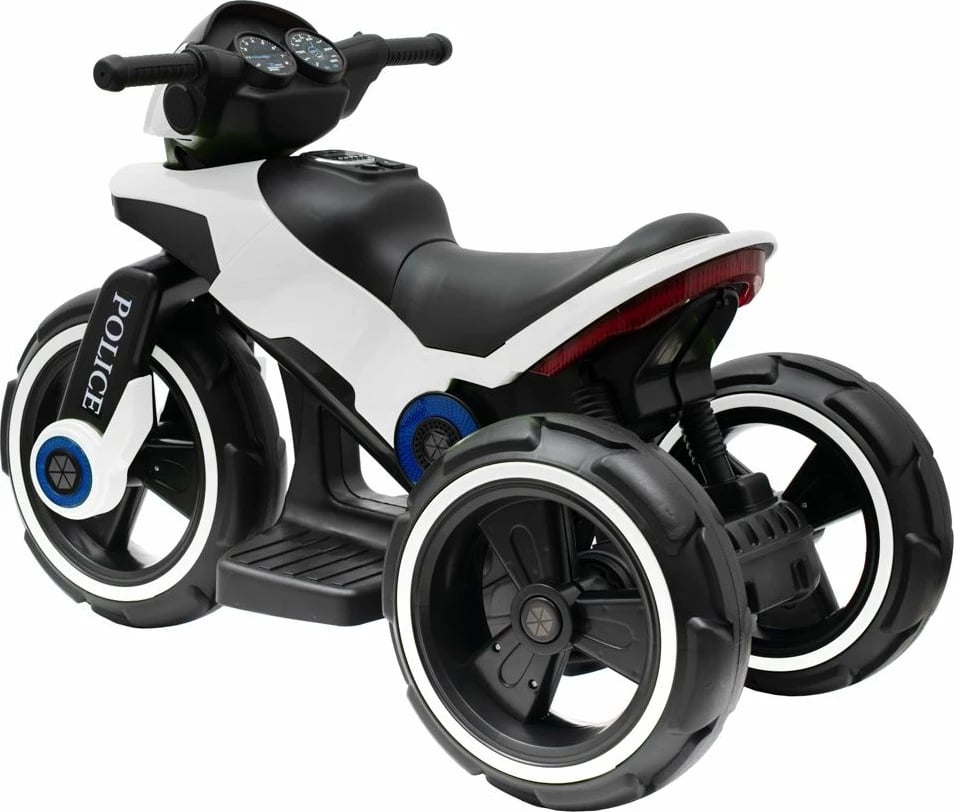 Motoçikletë elektrike për fëmijë, Baby Mix POLICE, 6V 7Ah, 2x24W, USB/MP3, LED, e bardhë