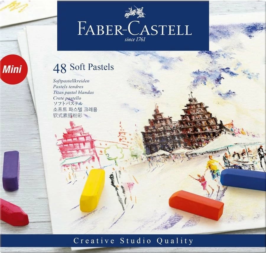 Set pastelë të butë Faber-Castell Soft Pastels Mini 48 copë, shumëngjyrëshe, kuti