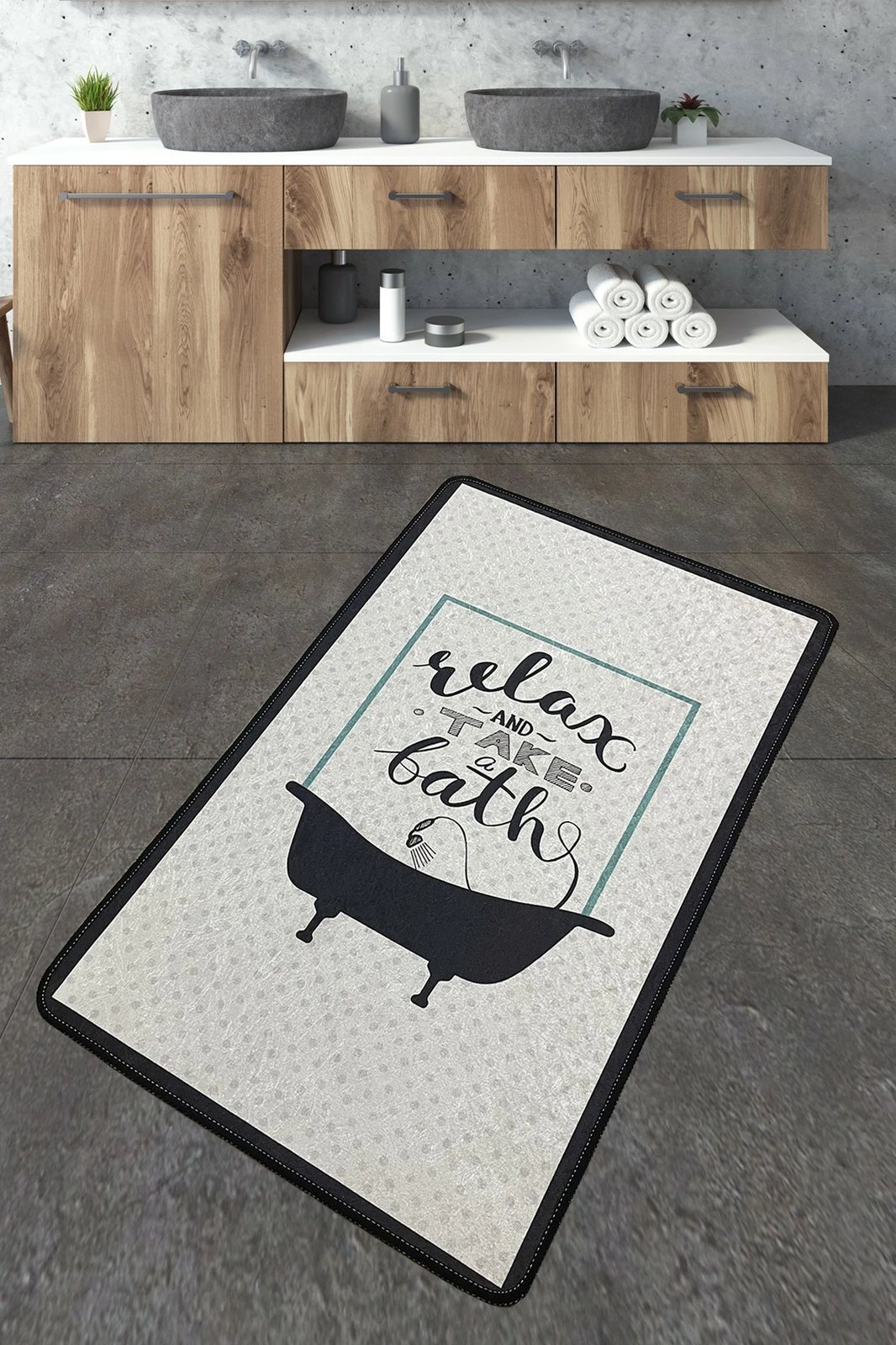 Tapet për banjo Mijölnir, Take A Bath, shumëngjyrësh, 70x120cm