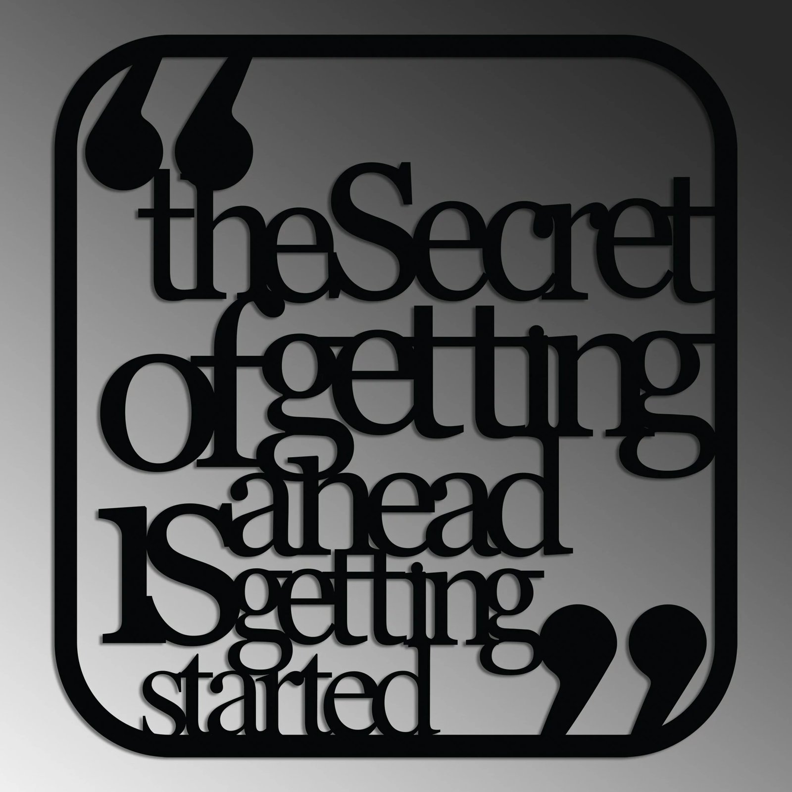 Aksesor dekorativ metalik për mur, Wallity, Getting Ahead Started 3, ngjyrë e zezë, 50x50cm