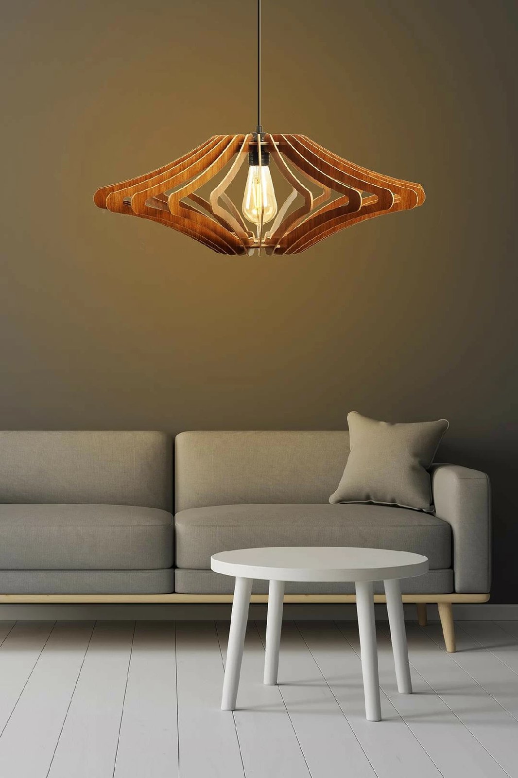 Llambë tavani Opviq, dizajn engjëlli, MDF, ngjyrë arre, 59cm