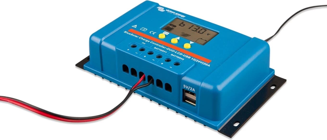 Kontrollues i ngarkimit Victron Energy PWM Duo LCD&USB 12/24V-20A, blu