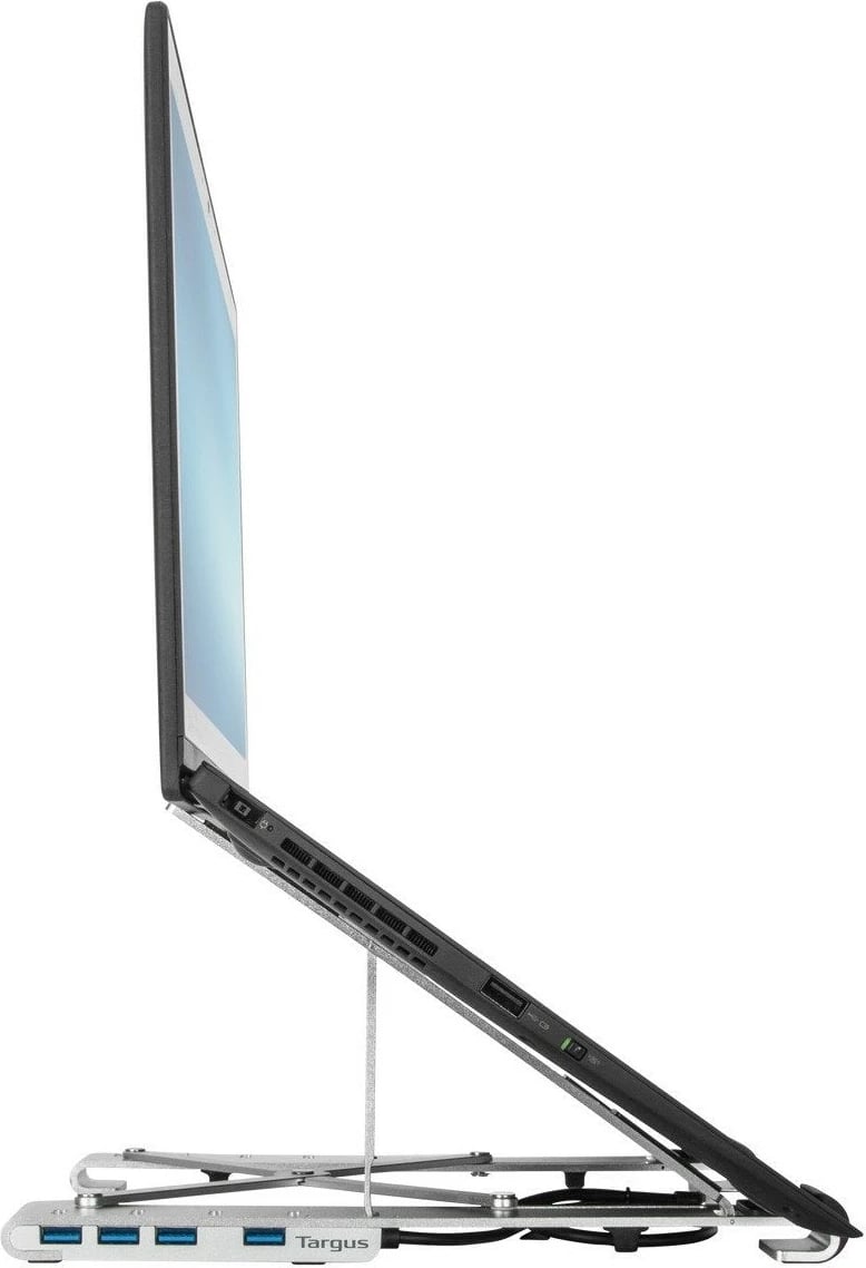 Qëndrim laptopi Targus Portable Stand, USB-A Hub, alumini, 4x USB 3.2, argjendtë