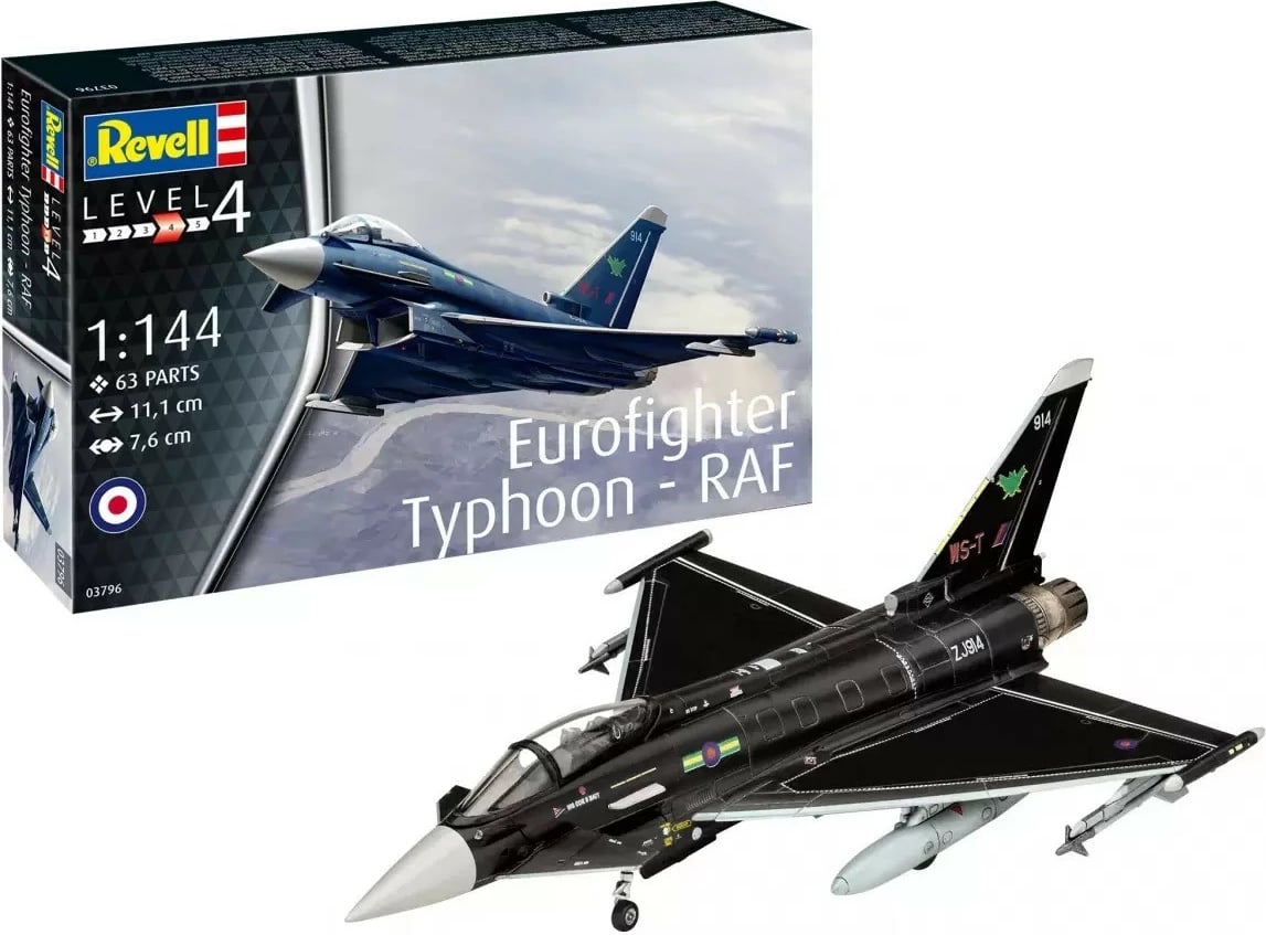 Model plastik avion Eurofighter Typhoon RAF Revell 1:144, 63 pjesë