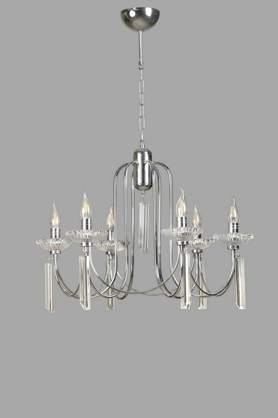 Llambë tavani Opviq Kontes 6 Lı, krom rustik, kristal